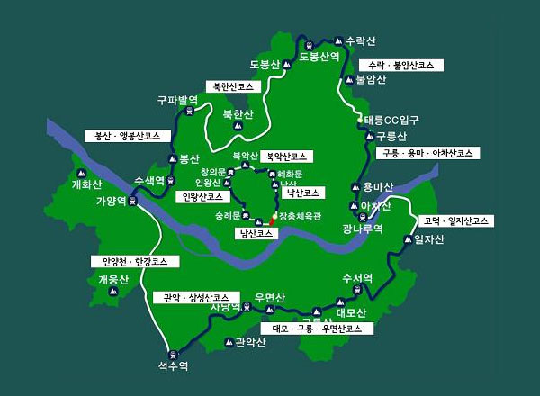 서울둘레길, 한양 도성길 코스 지도
